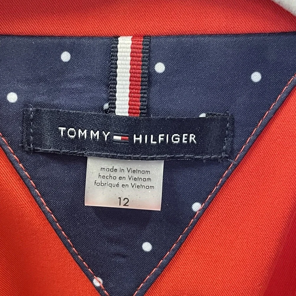 Tommy Hilfiger Womens 12 Blazer Classic Red 2‎ Button Silver Lapel Logo Lined
